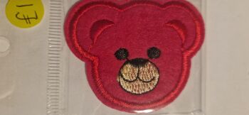 Teddy Face Motif - Cerise Pink 68mm x 45mm