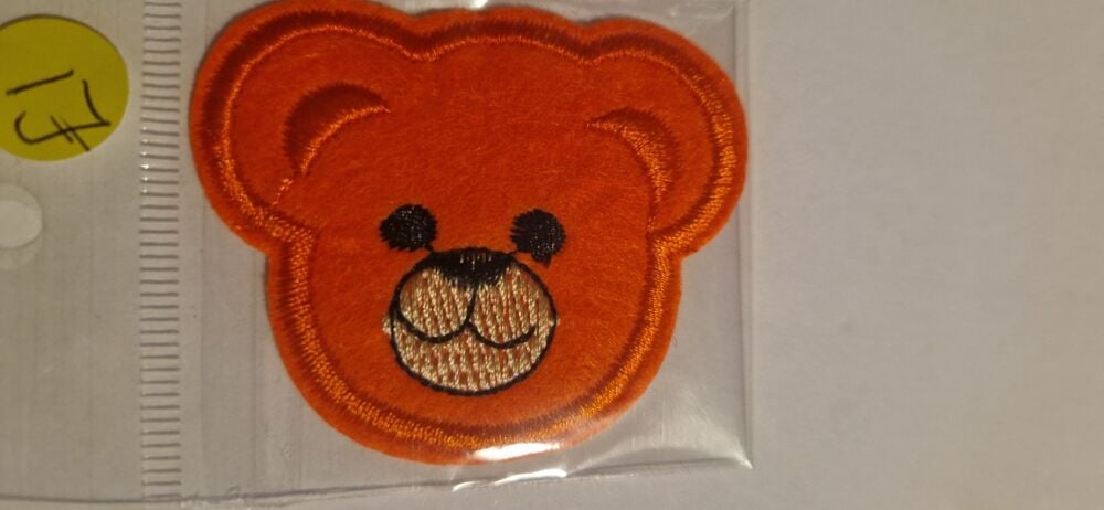 Teddy Face Motif - Orange 68mm x 45mm