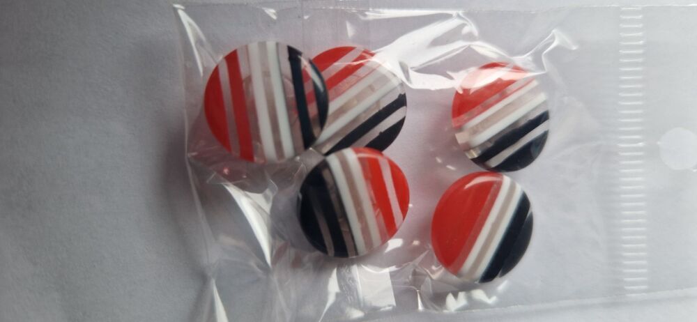 Black / Red  / White Shank Buttons  15mm (Pack of 5)