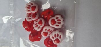 Red  Paw Shape Shank Buttons  13mm (Pack of 10)