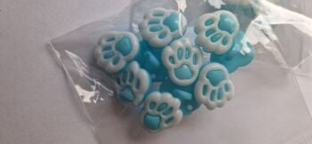 Turquoise Paw  Shape Shank Buttons  13mm (Pack of 10)