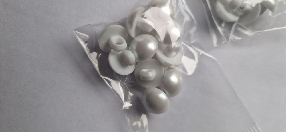 White Pearl-Look Domed Buttons (Pack of 10)