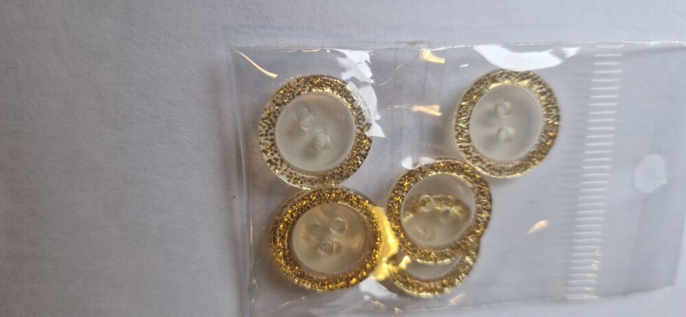 Gold Rimmed Buttons 16mm (Pack of 6)