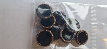 Black with Gold Rim Shank Button 11mm (Pack of 8)