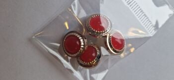 Red / Gold Shank Buttons 12mm (Pack of 4)