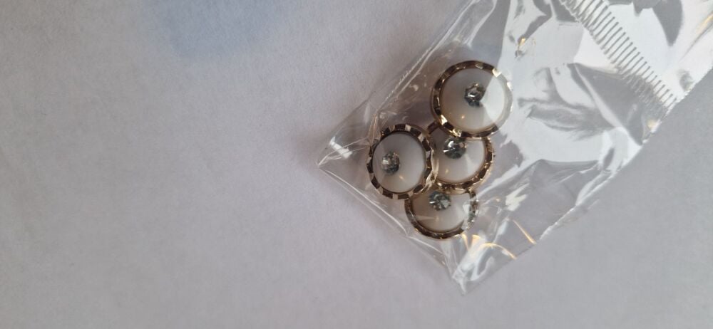 White / Gold Shank Buttons 12mm (Pack of 4)