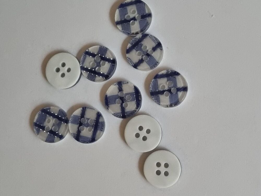 Navy Check Buttons 12mm (Pack of 10)