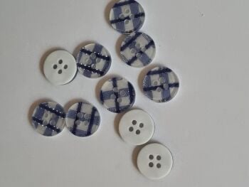 Navy Check Buttons 12mm (Pack of 10)