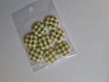 Green Check Buttons 15mm (pack of 8 )