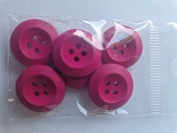 Cerise Pink Wooden Buttons 18mm (6 pack)