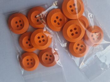 Orange Wooden Buttons 18mm (6 pack)