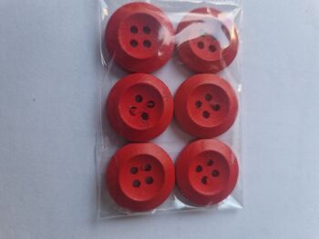 Red  Wooden Buttons 18mm (6 pack)