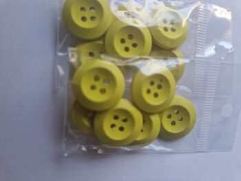 Yellow Wooden Buttons 18mm (6 pack)