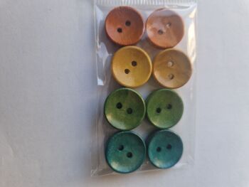 Mixed Colours  Wooden Buttons 16mm (8 pack)