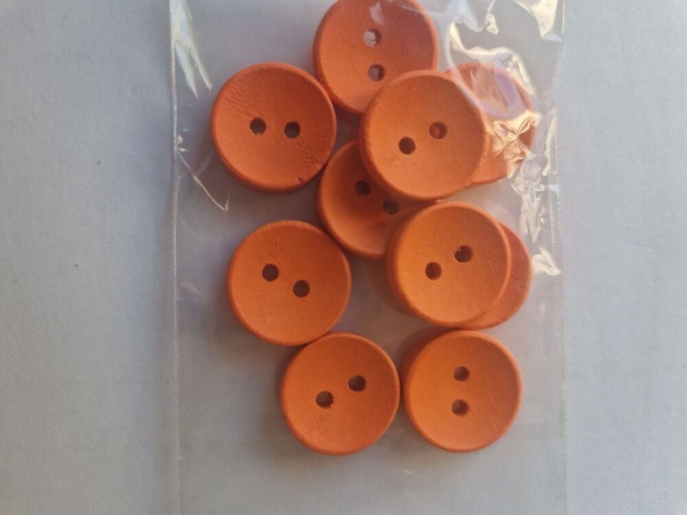 Orange  Wooden Buttons 16mm (8 pack)