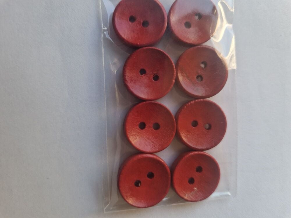 Red  Wooden Buttons 16mm (8 pack)