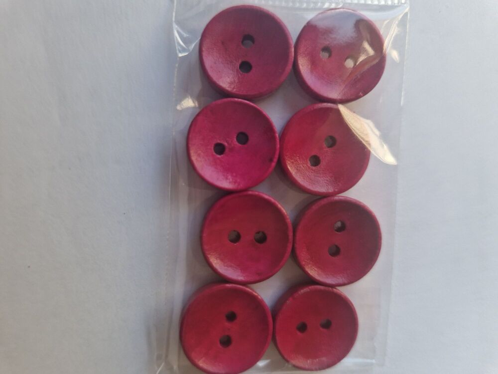 Cerise / Pink Wooden Buttons 16mm (8 pack)