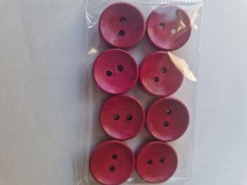 Cerise / Pink Wooden Buttons 16mm (8 pack)