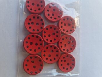 Red Wooden Buttons 15mm (10 pack)