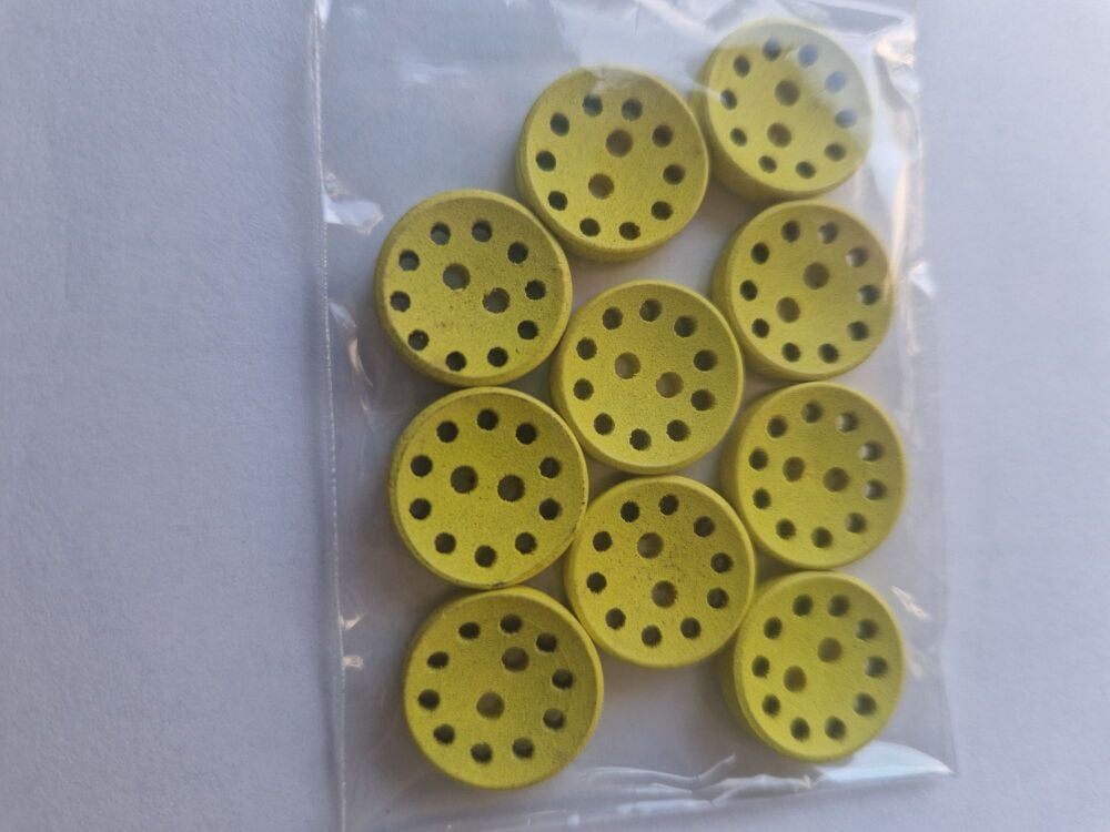 Yellow Wooden Buttons 15mm (10 pack)