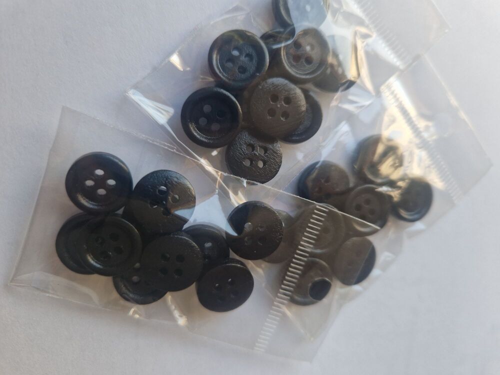 Black Wooden Button 12mm (Pack of 10)