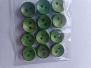 Green Wooden Button 9mm (Pack of 12)