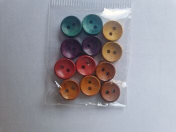 Mixed Colours Wooden Button 9mm (Pack of 12)