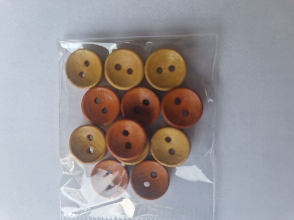 Orange / Yellow Wooden Button 9mm (Pack of 12)