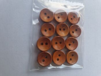 Orange Wooden Button 9mm (Pack of 12)