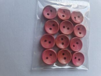 Pink Wooden Button 9mm (Pack of 12)