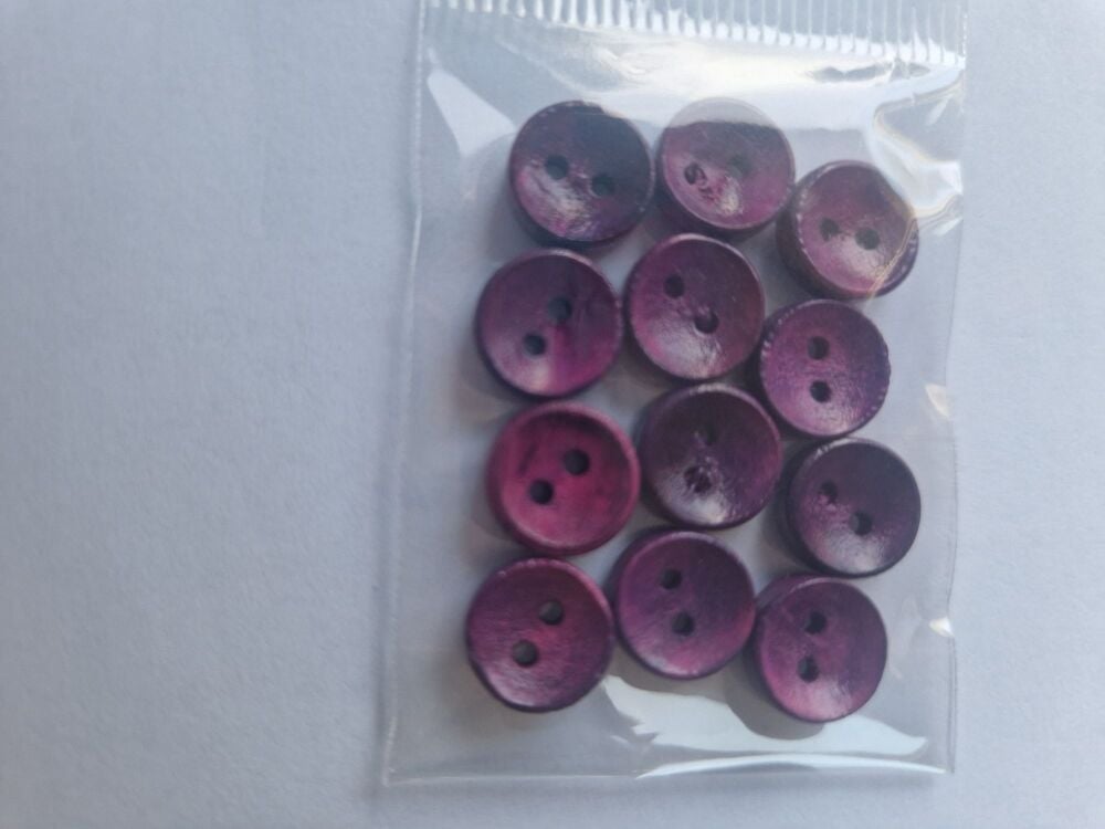 Purple Wooden Button 9mm (Pack of 12)