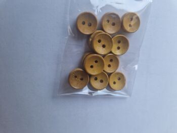 Yellow Wooden Button 9mm (Pack of 12)