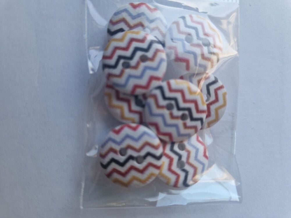 Zig Zag Wooden Button 15mm (Pack of 8)