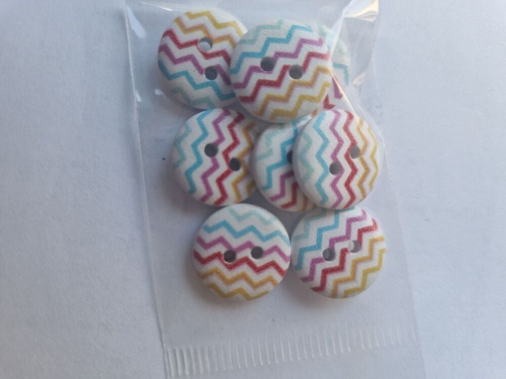 Zig Zag Wooden Button 15mm (Pack of 8)