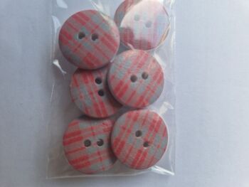 Check Wooden Buttons 19mm (Pack of 6)