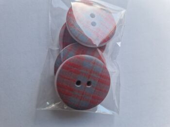 Check Wooden Buttons 26mm (Pack of 4)