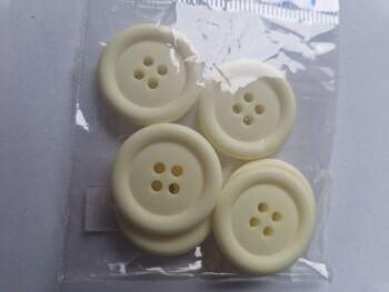 Yellow / Lemon  4 hole Buttons 23mm (Pack of 6)