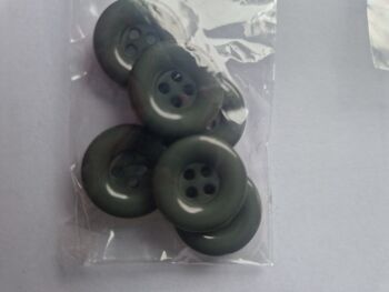 Green - Dark  4 hole / Raised edge Buttons 18mm (Pack of 6)