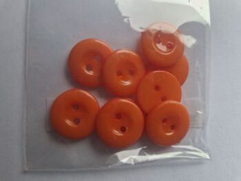 Orange 4 hole / Raised edge Buttons 15mm (Pack of 10)