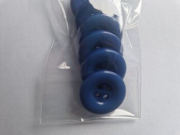 Blue - Royal 4 hole / Raised edge Buttons 18mm (Pack of 6)