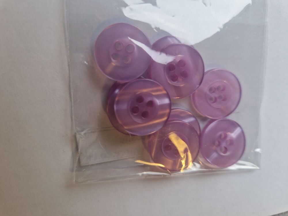 Purple - Lilac  4 hole Buttons 15mm (Pack of 10)