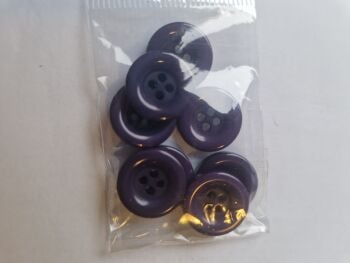 Purple  4 hole / Raised edge Buttons 16mm (Pack of 8)