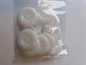 White Buttons 18mm (Pack of 10)