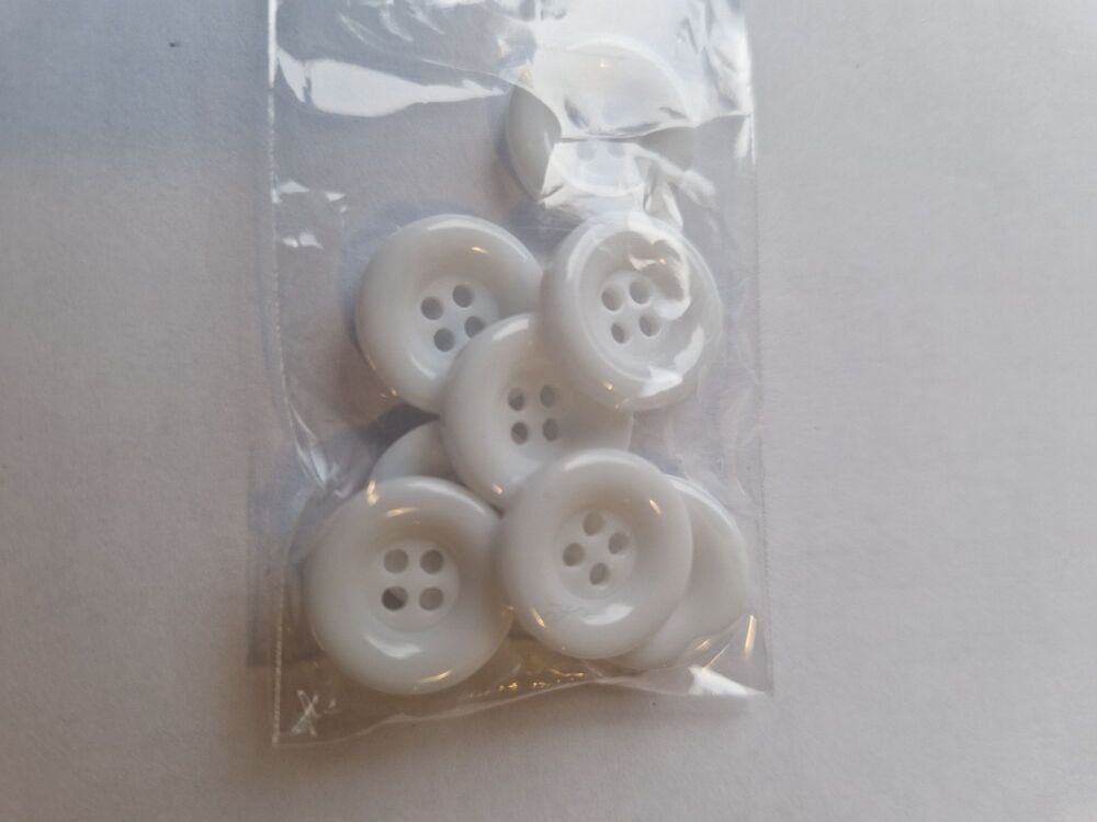 White Buttons 15mm (Pack of 8)