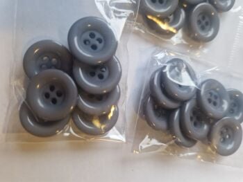 Grey Buttons 15mm (Pack of 8)