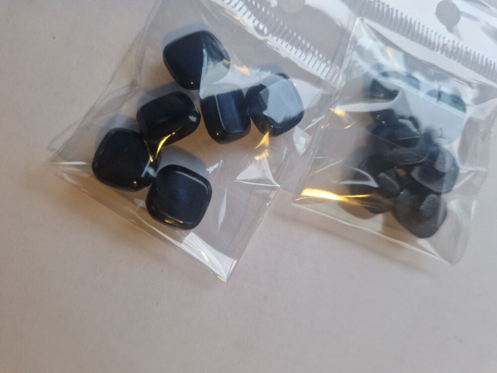 Black Square Shank Buttons  10mm (Pack of 6)