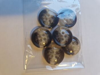 Brown / Cream   Buttons  15 mm (Pack of 6 )