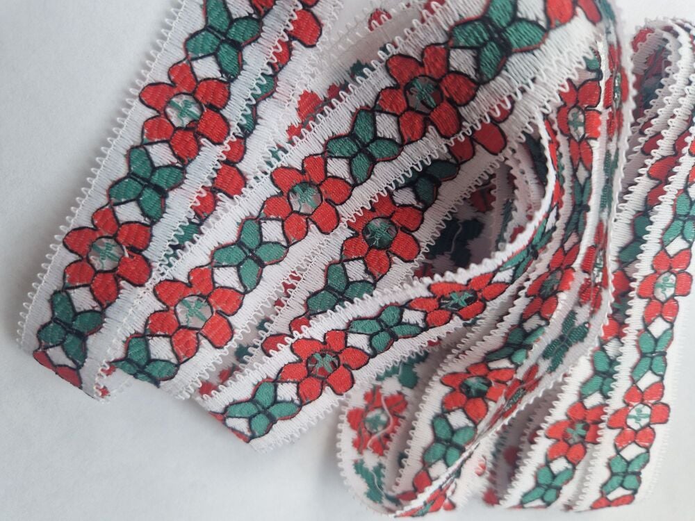 Lace / Trim -20mm - White /Red/ Green  - 3 metres