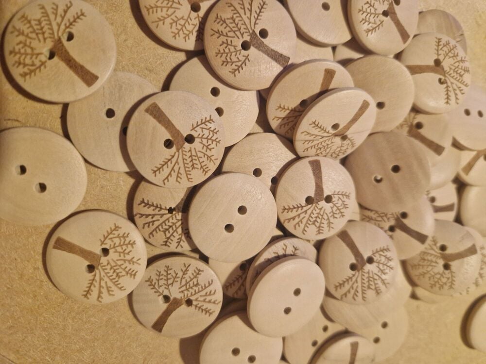 Tree Wooden Buttons 25mm (each)