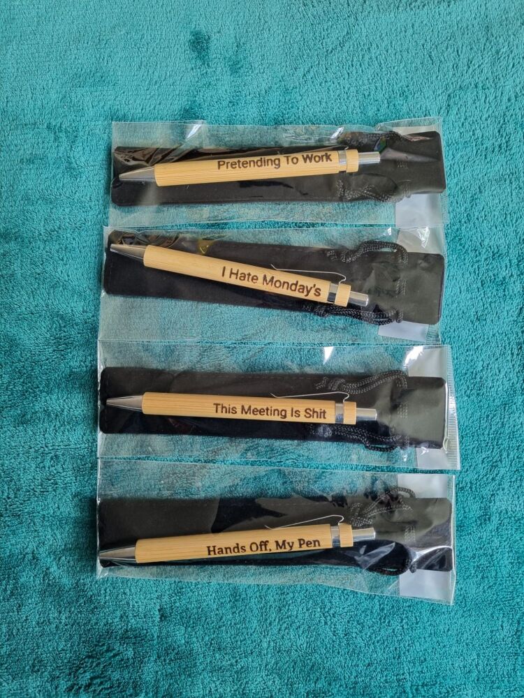 Bamboo Pen with Gift Pouch - Hands off , My pen